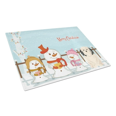 

Caroline s Treasures Merry Christmas Carolers Lowchen Glass Cutting Board Large