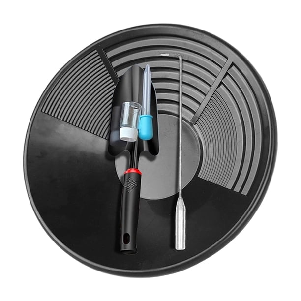 Kit de batea de oro para una minería más fácil con pala manual y gancho. Herramienta de prospección de batea de oro para sitios mineros en ríos y Negro 38cm