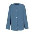 thumbnail image 4 of Blusa holgada con botones para mujer: camisa de manga larga y color liso, top informal con cuello en V para el trabajo o el fin de semana, tallas S-5XL., 4 of 4