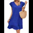 thumbnail image 2 of Vestidos de Verano para Mujer, Escote en V, Mangas , Bajo con Volantes, Vestido Azul XL, 2 of 8