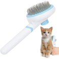 thumbnail image 1 of Cepillo de aseo para mascotas – Cepillo de aseo para perros con agarre cómodo con botón, mango – Cepillo de limpieza de pelo enredado para conejos, 1 of 5