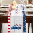 thumbnail image 3 of Table Runners 72 Inches Long Dress Scarves, Independence Day Farmhouse Kitchen Table Runner, Coffee Tablerunners, USA Flag Truck Gnomes Wooden Grian 18x72 Inch, 3 of 9