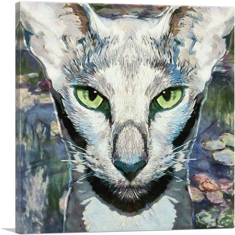 -Texture Art／50×40cm テクスチャー N.キャンバスボードc ARTCANVAS Oriental Shorthair Cat Breed Pond Canvas Art Print