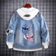 thumbnail image 2 of Lilo Stitch-chaqueta vaquera con capucha para niños y adultos, sudadera con capucha de dibujos animados, ropa de calle de Hip Hop Harajuku, abrigo informal de Jean, 2 of 4