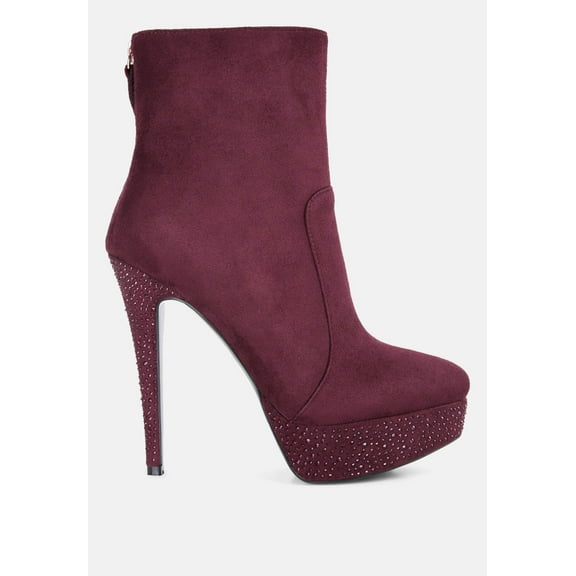 Espiree Microfiber High Heeled Ankle Boots