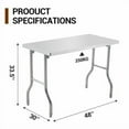 thumbnail image 3 of TEQIN Commercial Worktable,Folding Stainless Steel Kitchen Prep Table,Heavy-Duty Folding Prep Table for Restaurant Kitchen Home and Hotel, 3 of 8