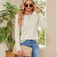 thumbnail image 3 of Defitshape Women's Long Sleeve Tshirt 3 Button Henley Shirt Neck Blouse Fall Casual Fashion Spring Slim Fit T-Shirt Soft Fall Top Apricot Large, 3 of 5