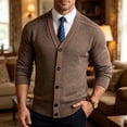 thumbnail image 2 of StSilkitty Mens Cardigan Sweater Solid Color Long Sleeve V Neck Button down Cardigans Jacket Sweaters with Pockets, 2 of 9