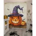 thumbnail image 4 of Horror Pumpkin with Hat Shower Curtain Set ，Waterproof Fabric Shower Curtains Black Bat Halloween Vintage Brown Shower Curtains for Bathroom,Bathroom Decor 36"x72", 4 of 6