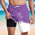thumbnail image 5 of Iyufng Mens Double Layer Lining Shorts Summer Fashion Printed Beach Shorts with Pockets , Elastic Waistband, Drawstring, 5 of 8