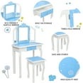 thumbnail image 5 of SESSLIFE Kids Vanity Table and Chair, Children Vanity Set with Mirror, Makeup Dressing Table with a Drawer，Play Vanity Set for Girls, Blue and White, 5 of 10