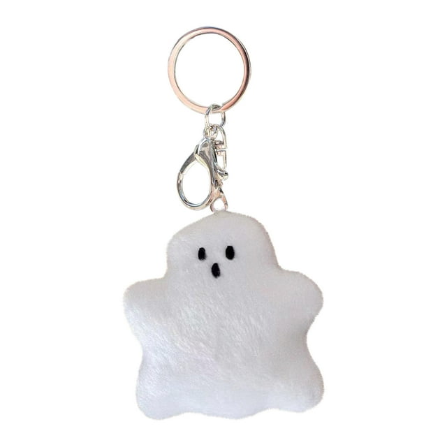Two Pack Fluffy Ghost Keychain Bag Charm Decor Pet Backpack Clip Gift Set