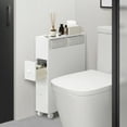 thumbnail image 3 of TY Arts & Culture Bathroom White Wooden Storage Cabinet with Wheels for Rolling Narrow Bathroom, 3 of 8