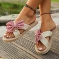 thumbnail image 3 of Dakaela Women's Summer Slippers Cross Band House Shoes Bow Beach Outdoor Indoor Walking Slides Sandal, 3 of 7