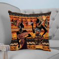 thumbnail image 4 of 18x18 Pillow Covers Set of 2, Black Orange Girls Boho Throw Pillow Covers Decorative Couch Cushion Case, Vintage Ethnic Tribe Abstract Art Microfiber Square Pillowcases for Bedroom Car Living Room, 4 of 7
