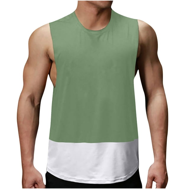 zfhfof Mens Workout Tank Tops Lightweight Sleeveless Running Gym Muscle Shirts Color Block Summer Tee Top