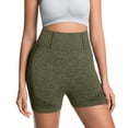 thumbnail image 2 of Women's High Waisted Yoga Shorts, Tummy Control Booty Lifting Workout Shorts, Compression Running Gym Shorts for Women, Athletic Fitness Shorts Blackish Green L, 2 of 9