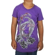 Ed Hardy Little Girls' Print Vneck Tunic Tshirt - Purple - 4/5
