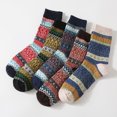 thumbnail image 2 of Fesfesfes Clearance 5 Pairs Socks for Women Vintage Print Patchwork Middle Tube Socks Stockings, 2 of 2