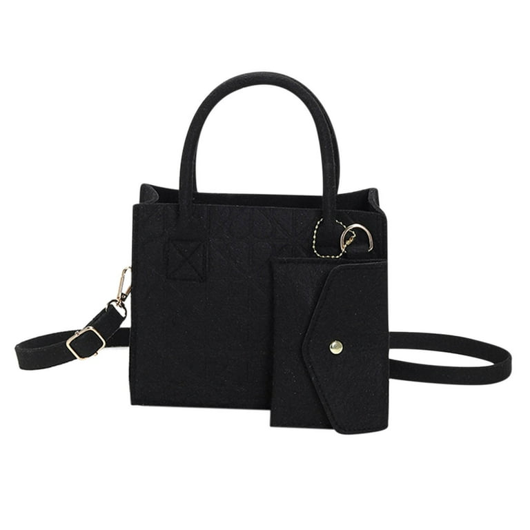 Women's Felt Messenger Bag with Zipper Closure Casual Crossbody