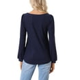 thumbnail image 3 of INSPIRE CHIC Women's Casual Hollow Out Shirt Square Collar Puff Long Sleeve Pullover Tops, 3 of 5