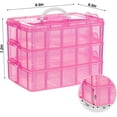 thumbnail image 4 of Casewin Layers Stackable Storage Organizer with 30 Adjustable Dividers ，Pink Plastic Container Box for Arts and Crafts, Beads, Toy, Washi Tapes, Nail, Dolls, 4 of 9