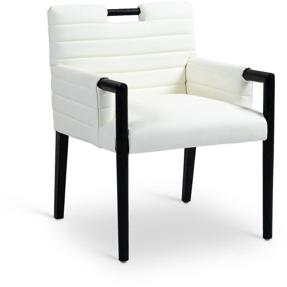Meridian Furniture Aimee Cream Vegan Leather Dining Arm Chair