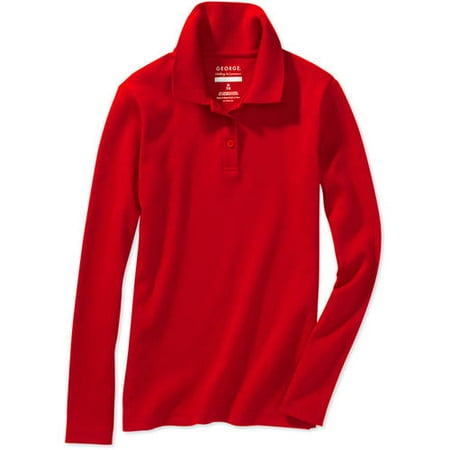 George Girls School Uniform Long Sleeve Polo with Scotchgard Stain Resistant Treatment (Little Girls & Big Girls)