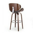 thumbnail image 6 of CoSoTower 30" Mid-Century Modern Upholstered Swivel Barstool, Midnight Black, Walnut, 6 of 9