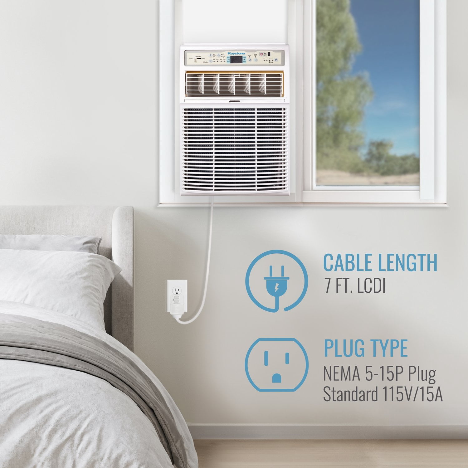 Keystone New 8,000 BTU 350 Sq Ft Slider/Casement Window Air Conditioner, White