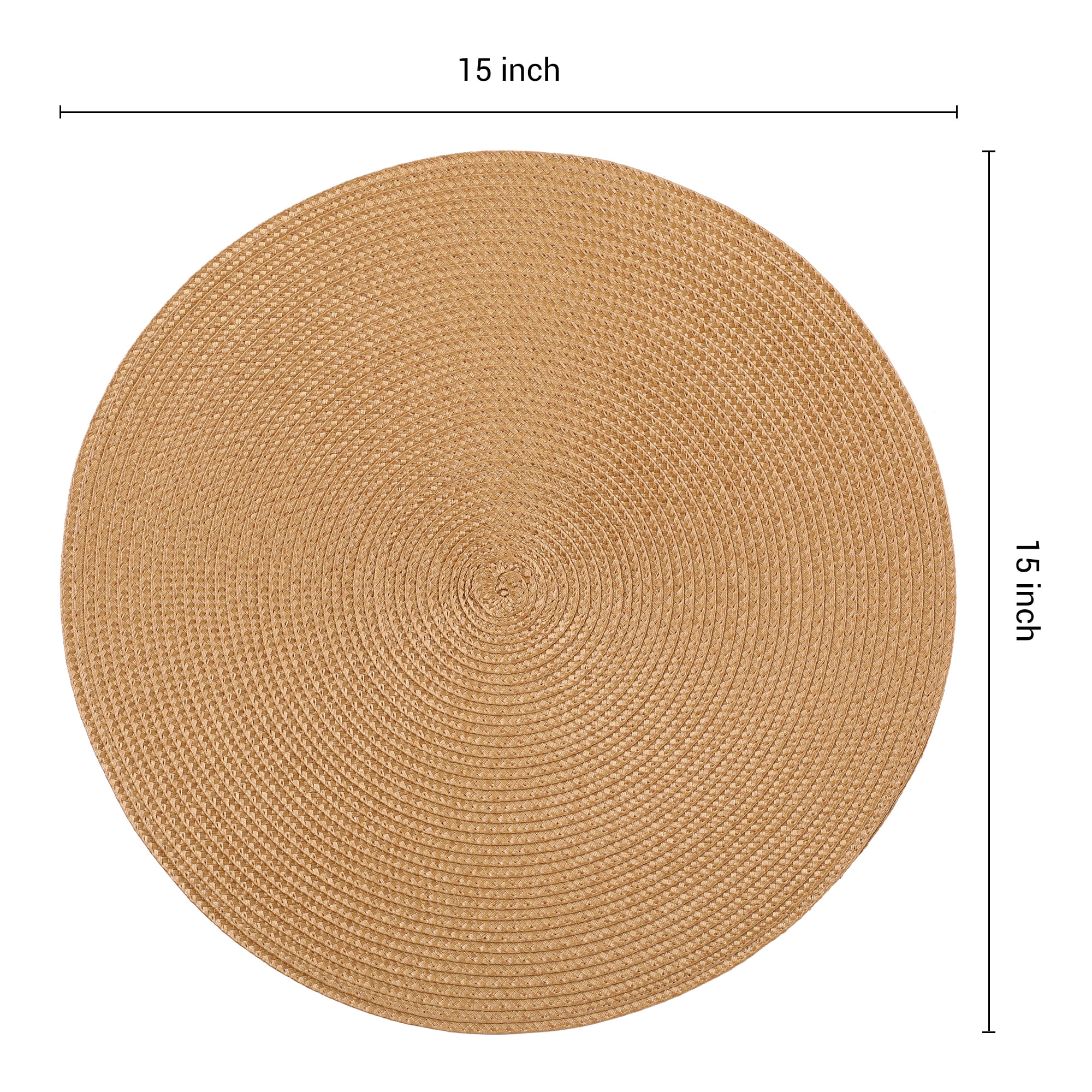 Unique Bargains Rustic Placemats Set of 6 Woven Placemats Gold