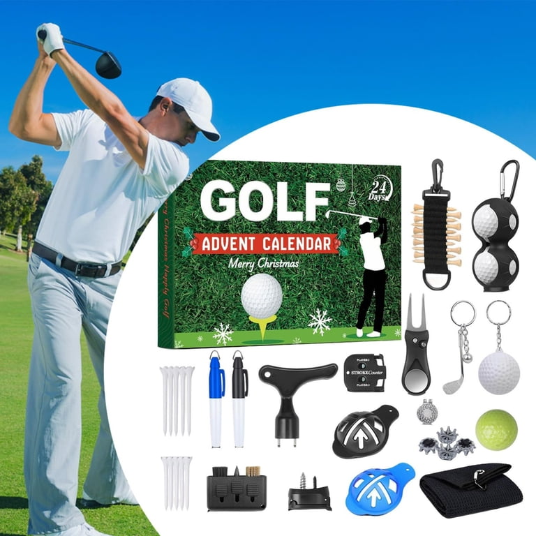 Golf Adventkalender voor Mannen 2025 - 24-daagse Kerstkalender met Golfaccessoires, Golfballen, Balmarkeringen - Kerstcadeaus voor Vader, Echtgenoot of Vriend