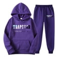 thumbnail image 1 of Chándal deportivo con capucha para mujer, ropa unisex de dos piezas para correr, jersey de manga larga, sudadera con capucha + conjunto de pantalones de chándal Púrpura XXXL, 1 of 2