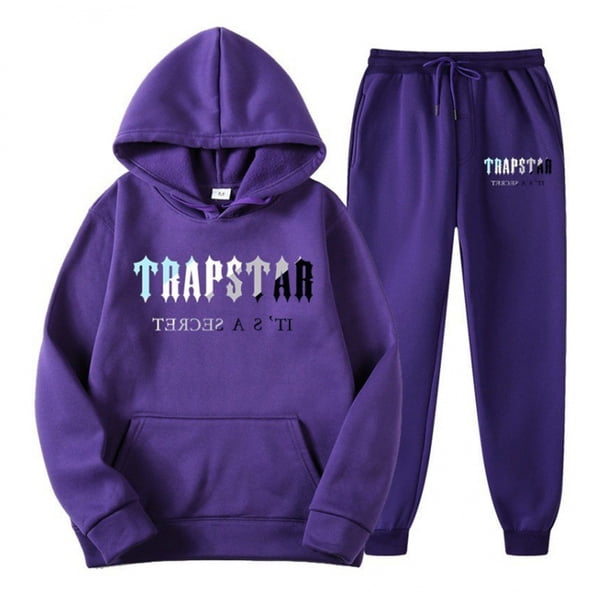 Venta de liquidación Chándal deportivo con capucha para mujer, ropa unisex de dos piezas para correr, jersey de manga larga, sudadera con capucha + conjunto de pantalones de chándal Púrpura M