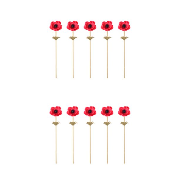 Moyic 5 piezas de anémona artificial con hojas Real Touch Seda Boda Novia Tallos largos Arreglo de flores para el hogar Decoración Rojo 2Conjunto