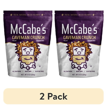 (2 pack) McCabe's Caveman Crunch Granola, Grain Free, Gluten Free, Almond Cashew, 8 oz