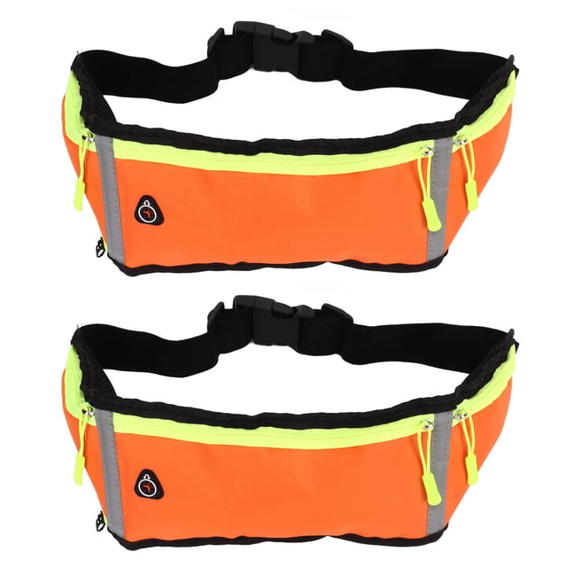 2 piezas ideales para correr, hacer senderismo, viajar, ir al gimnasio y hacer deporte en color naranja. Riñoneras ultradelgadas impermeables para aventuras al aire libre.