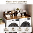 thumbnail image 3 of 54" Washer Dryer Countertop with 2-Tier Shelf & 2 Drawers, Wooden Laundry Countertop with Non-Slip Pad and Guard Rails Washer and Dryer Topper for Laundry Room Organization and Storage, 3 of 8