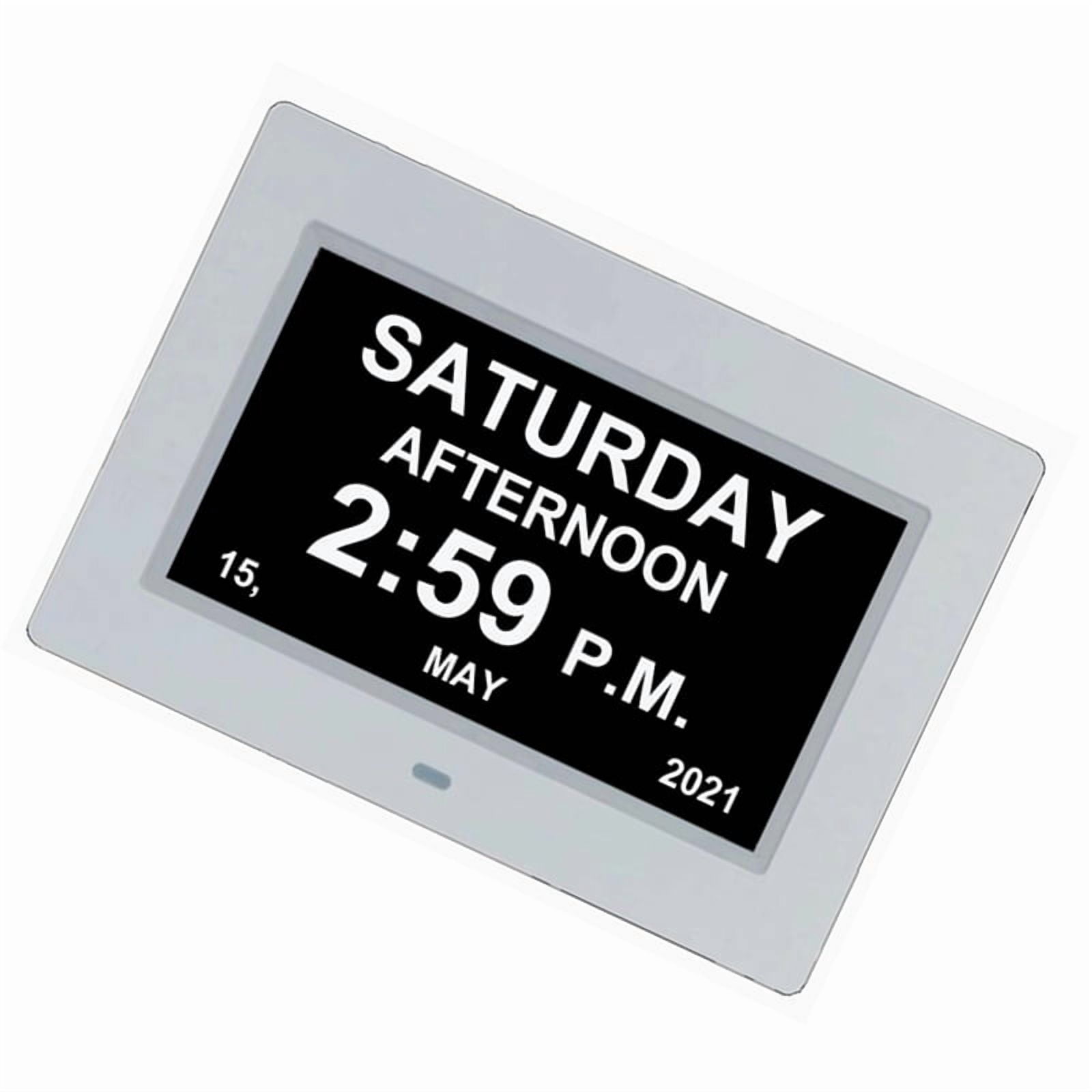 7 Inch Digital Calendar Alarm Clock Photo Frame Media Player,Large Dementia Alzheimers Clock