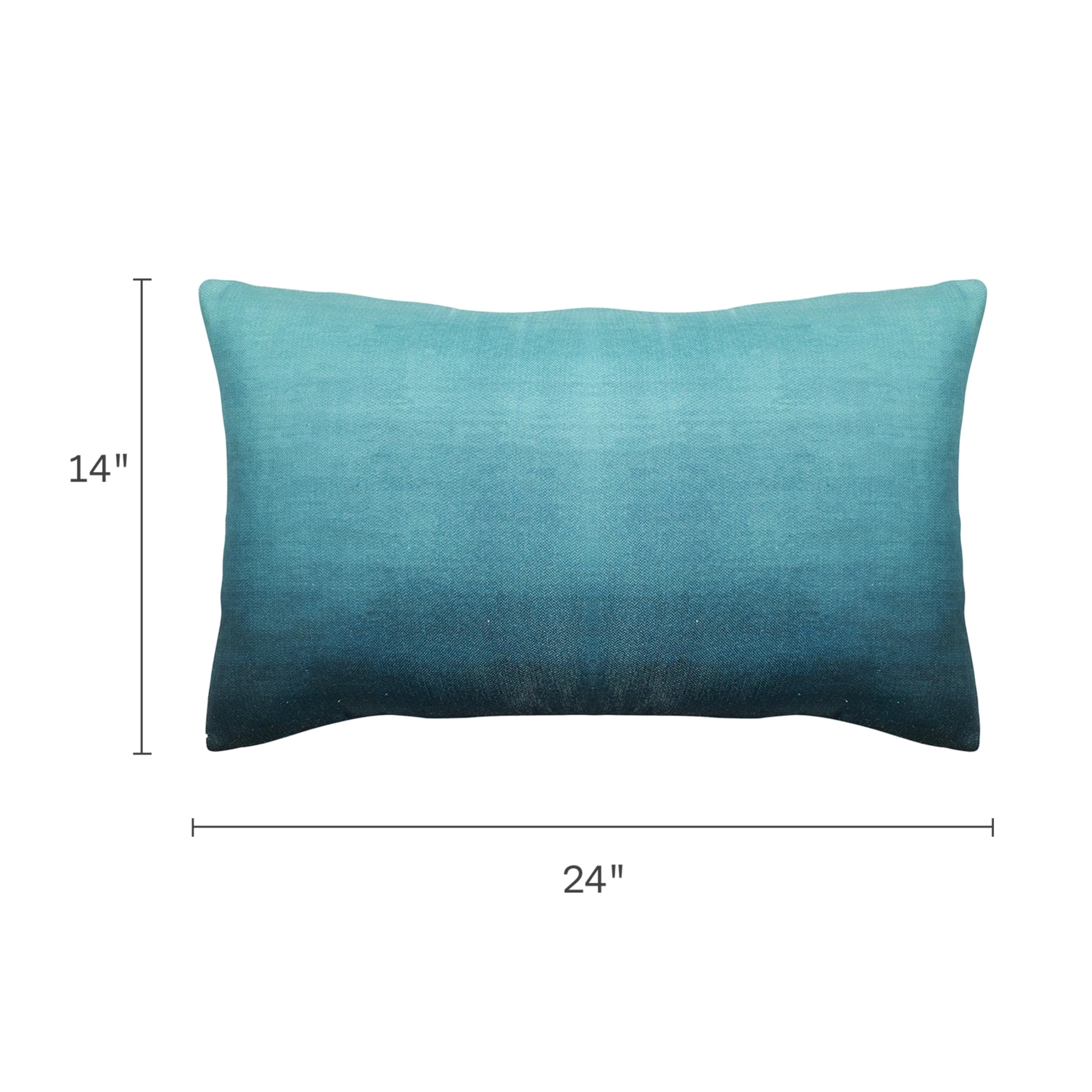 Fab Habitat Indoor/Outdoor Lumbar Pillow Made from Recycled Polyester Yarn - Double Sided, Stain Resistant, Machine Washable - Ombre - Patio, Deck, Porch, Living Room - Big Sur Teal (14" x 24")