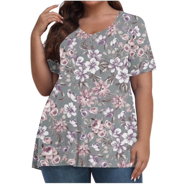 Camiseta de Manga Corta de Cuello en V Sólido Casual, Camisetas de Manga Corta para las Mujeres