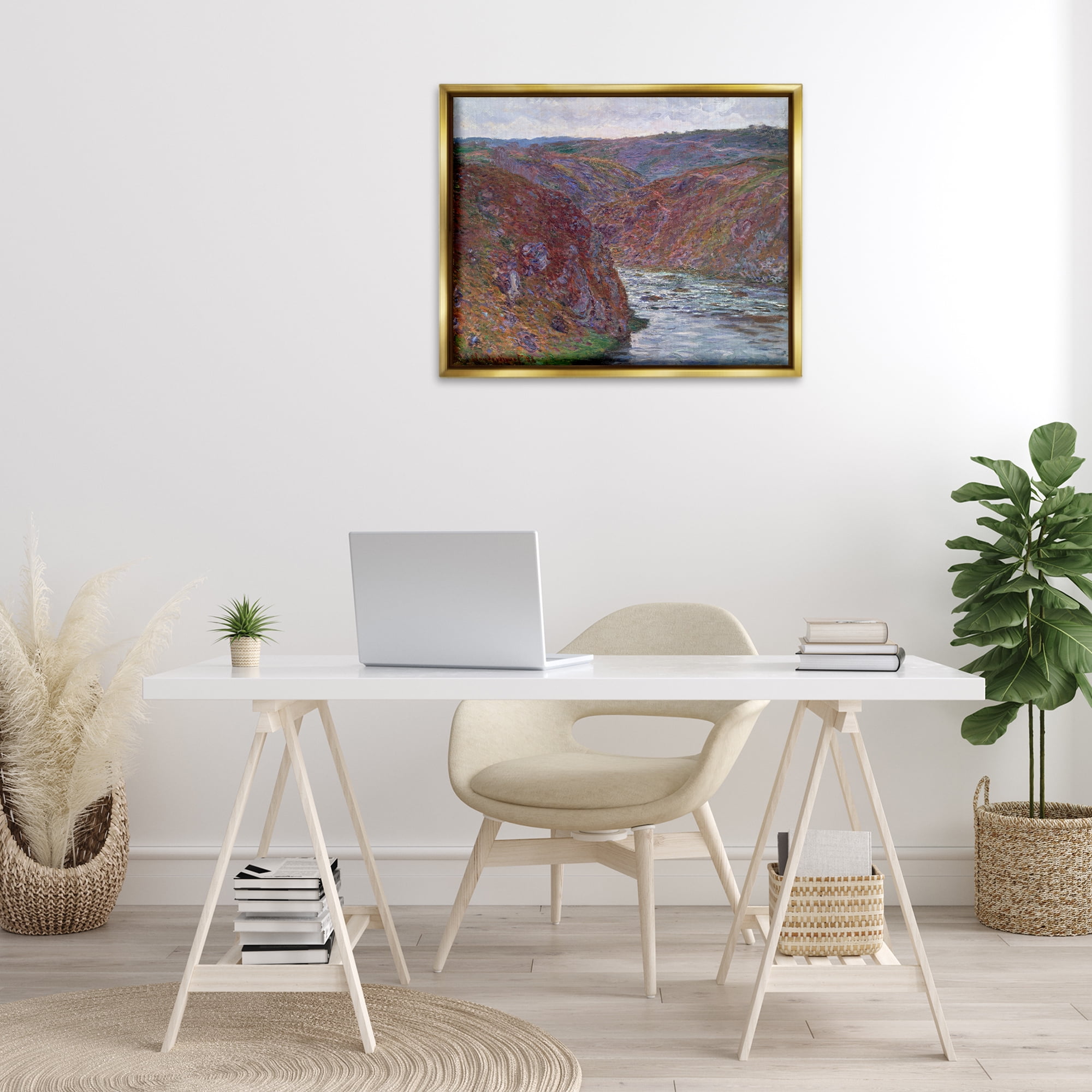 Stupell Industries Classical Valley of Creuse Landscape & Nature Painting Gold Floater Framed Canvas Art Print Wall Art, 31 x 25