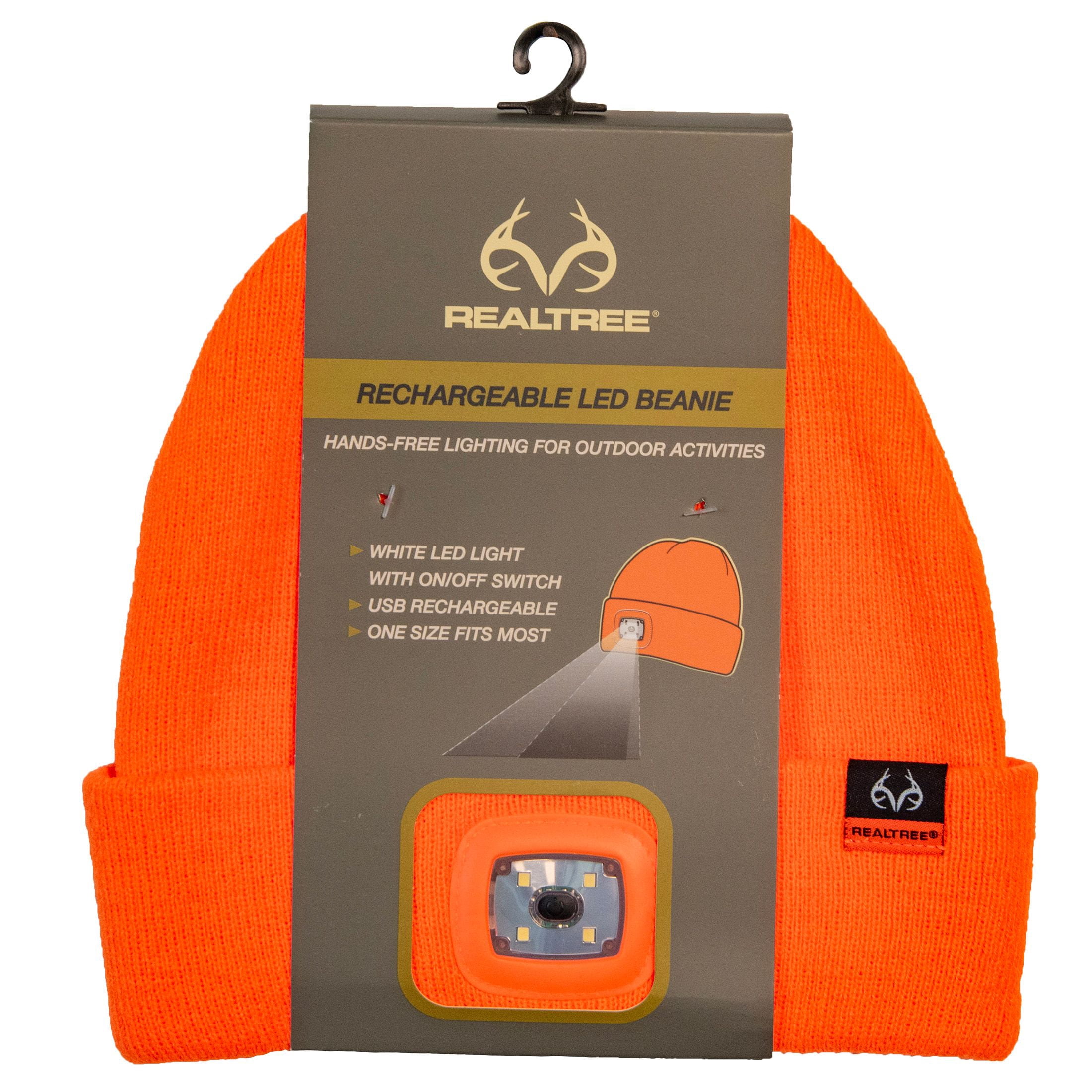 Realtree Blaze Orange LED Lighted Hunting Beanie Hat, Unisex