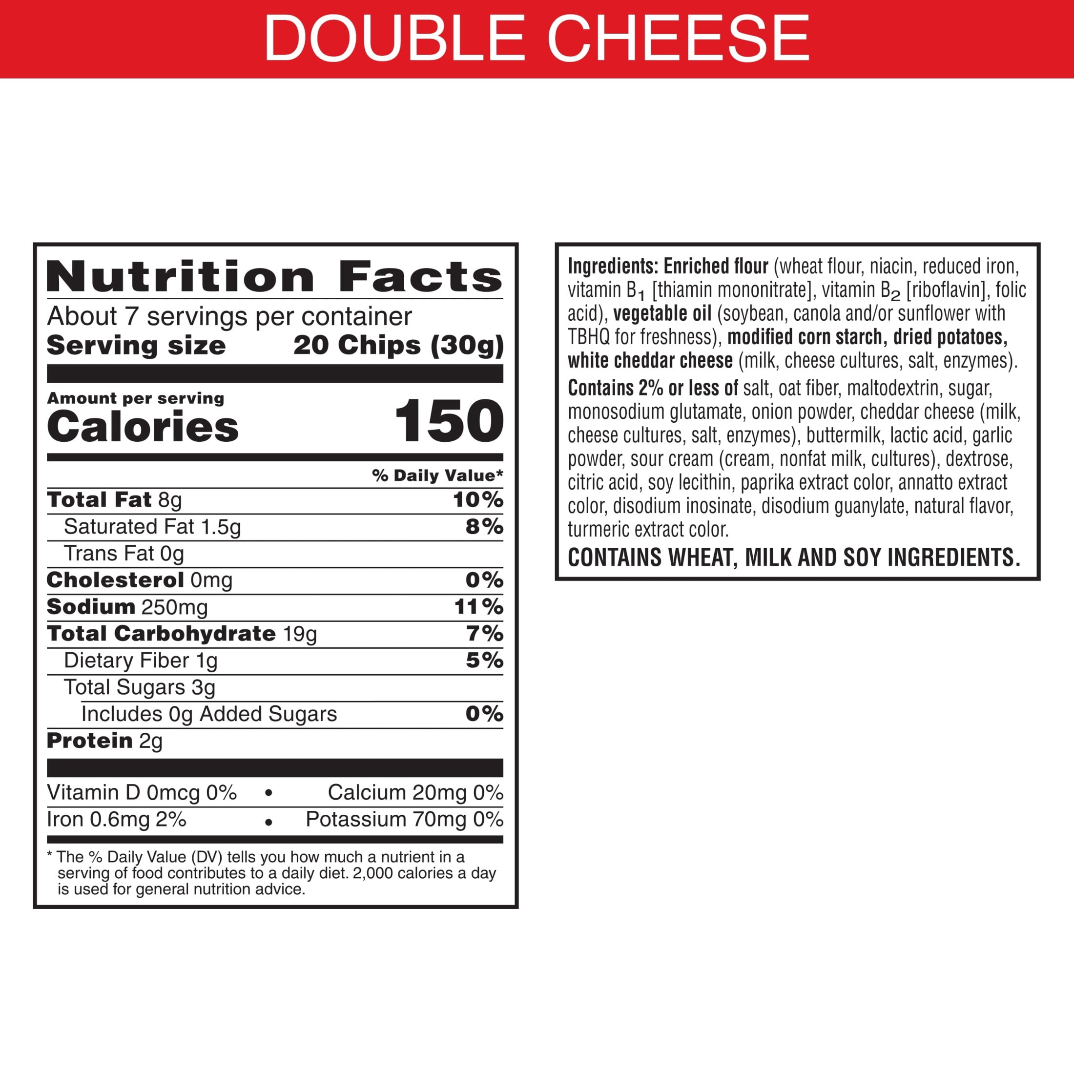 (4 pack) Cheez-It Snap'd Double Cheese Cheesy Baked Chips, Lunch Snacks, 7.5 oz