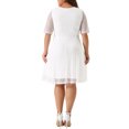thumbnail image 3 of GRACE & GRANDEUR Robe de Cocktail pour Femme Grande Taille Col en V Mariage Dentelle Évasée Midi Robes 4X Blanc, 3 of 6