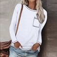 thumbnail image 2 of tarylea Plus Size Tops for Women Scoop Neck Long Sleeve Shirts Solid Color Chest Pockets Casual Loose Fall Basic Comfy Tops, 2 of 6