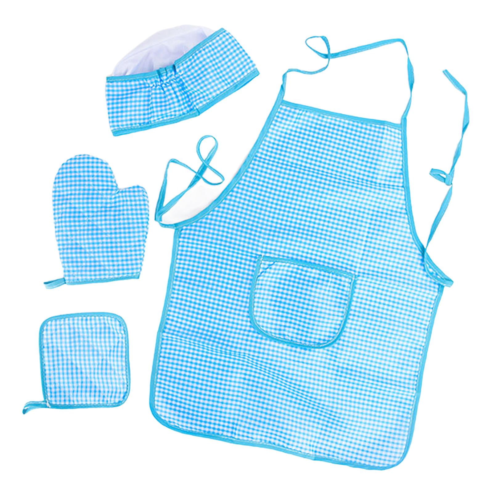 Set 3 Tabliers Et Toques Chef Enfants – Noir, Bleu, Blanc – Ajustable, 2 Grandes Poches – Cuisine, Peinture, Jardinage – 4-12 Ans