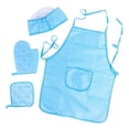 thumbnail image 1 of Delantales para niños, guantes de horno, gorro y delantal de chef para niños, disfraz de chef para jardinería azul, 1 of 9