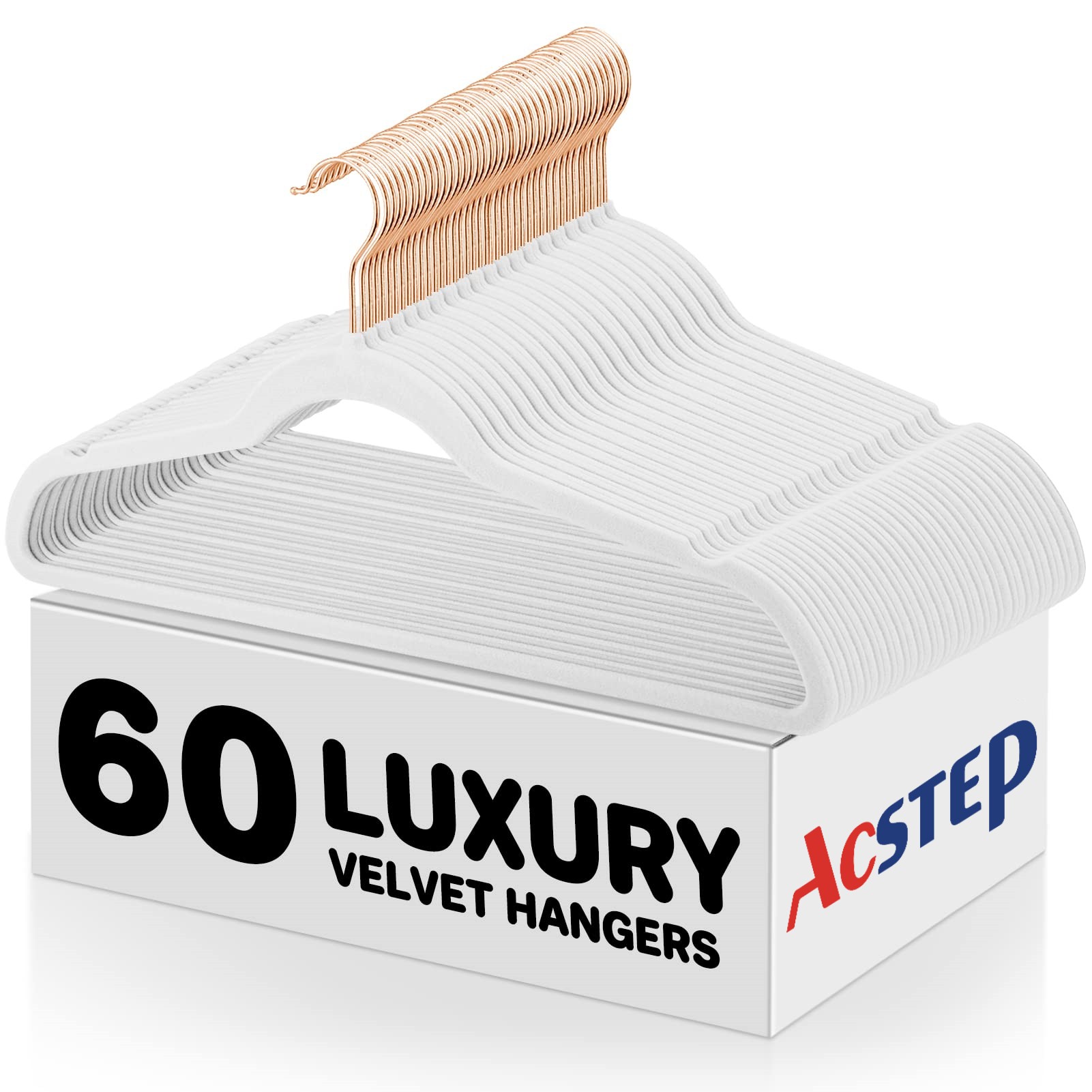 ACSTEP Velvet Hangers 60 Pack, NonSlip Felt Clothes Hangers, with 360
