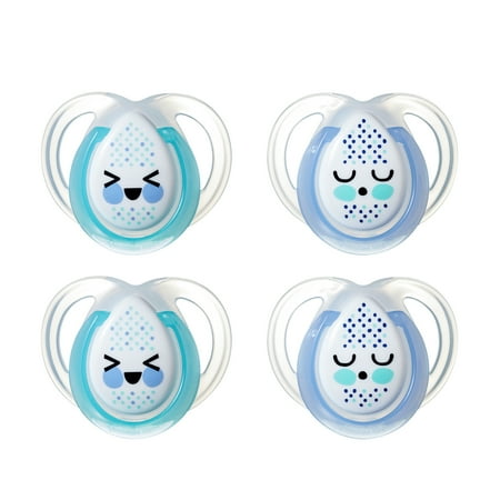 Tommee Tippee Closer to Nature Night Time Baby Pacifier, 0-6m, 4pk, Boy